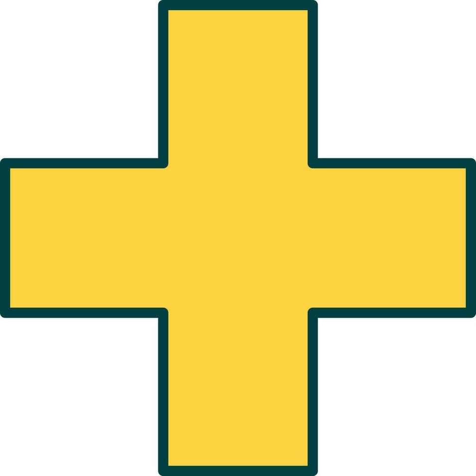 Yellow Add Or Plus Icon In Flat Style. vector