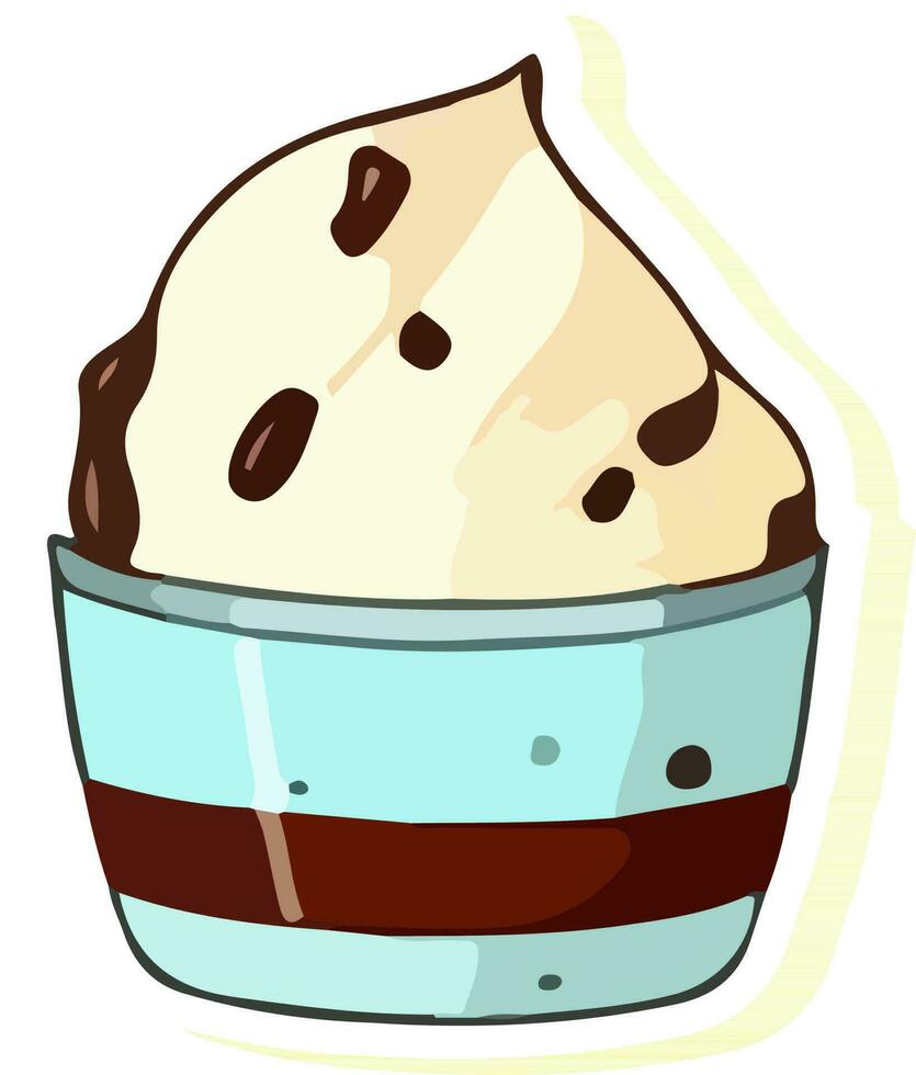 aislado hielo crema taza icono en pegatina estilo. vector