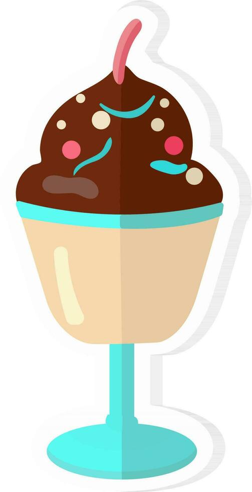 Ice Cream Sorbet Glass Icon In Sticker Style. vector
