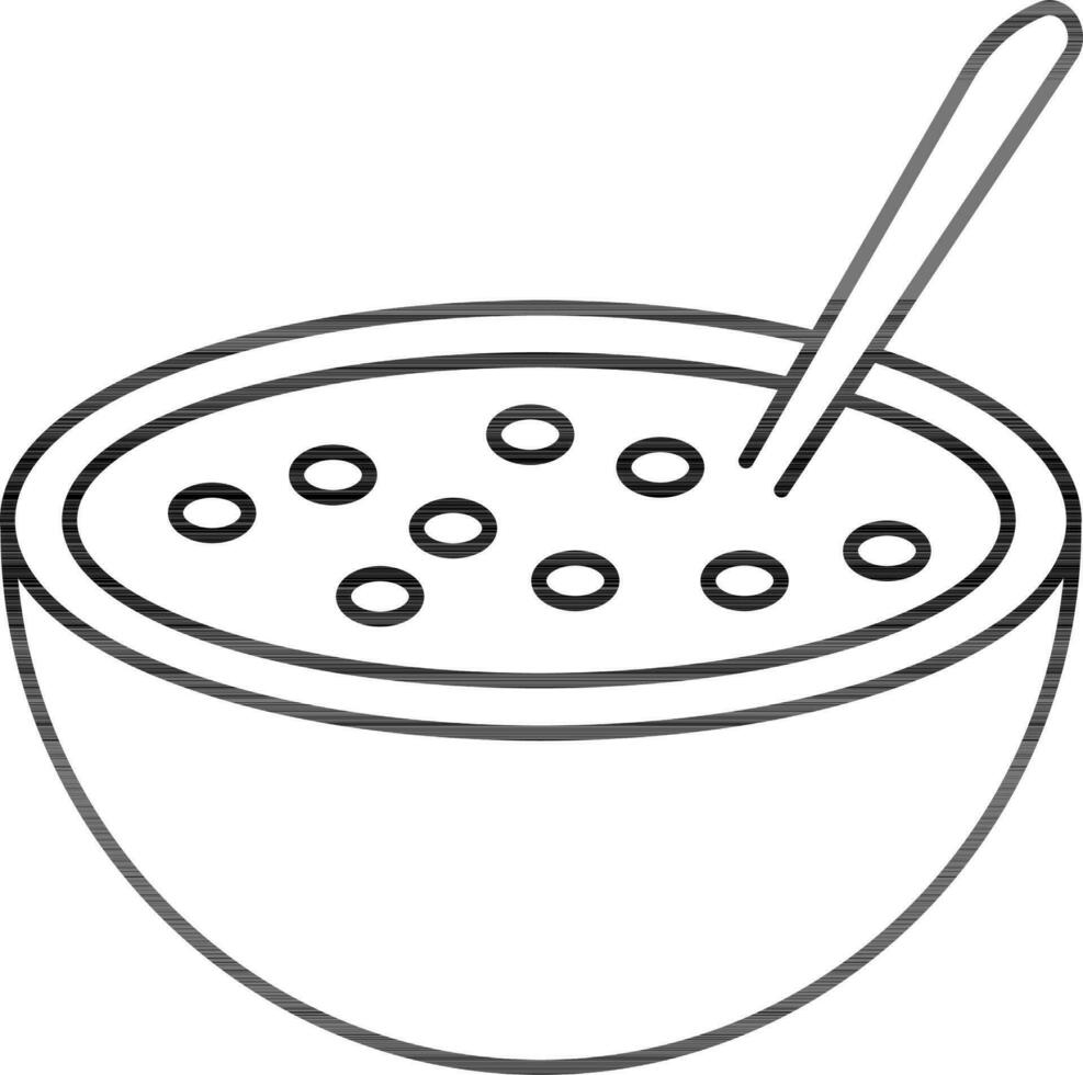 Illustration Of Cereal Bowl Icon In Black Stroke. vector