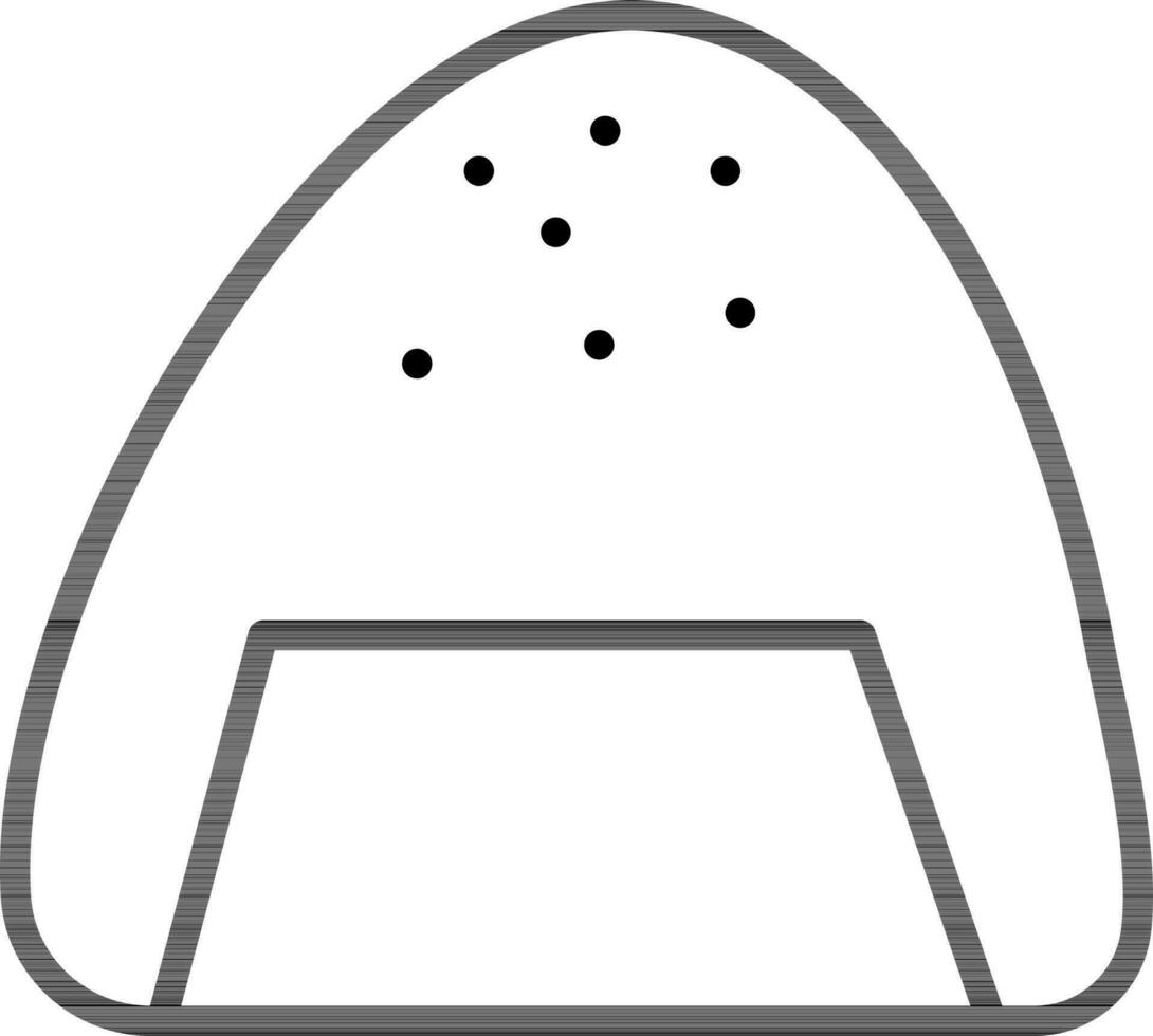 Illustration of Onigiri Dish Icon In Black Stroke. vector