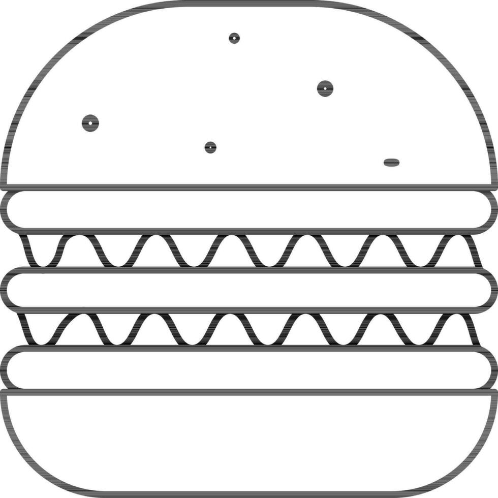 Illustration Of Burger Icon In Black Stroke. vector