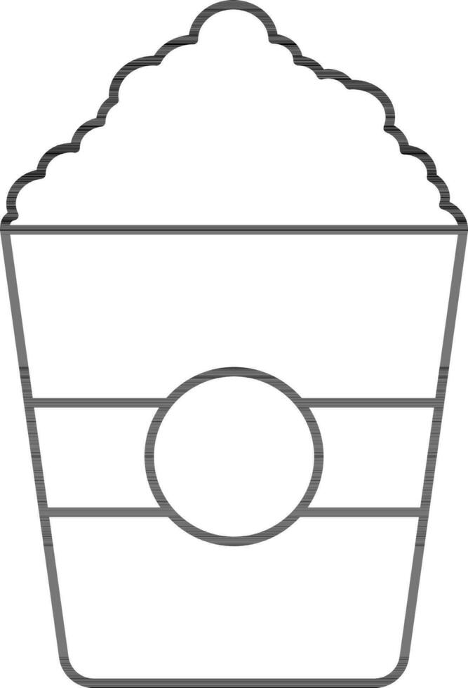 Isolated Popcorn Box In Black Stroke. vector