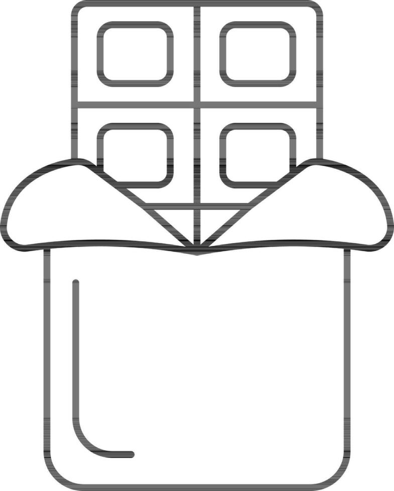 Chocolate Bar Icon In Black Stroke. vector
