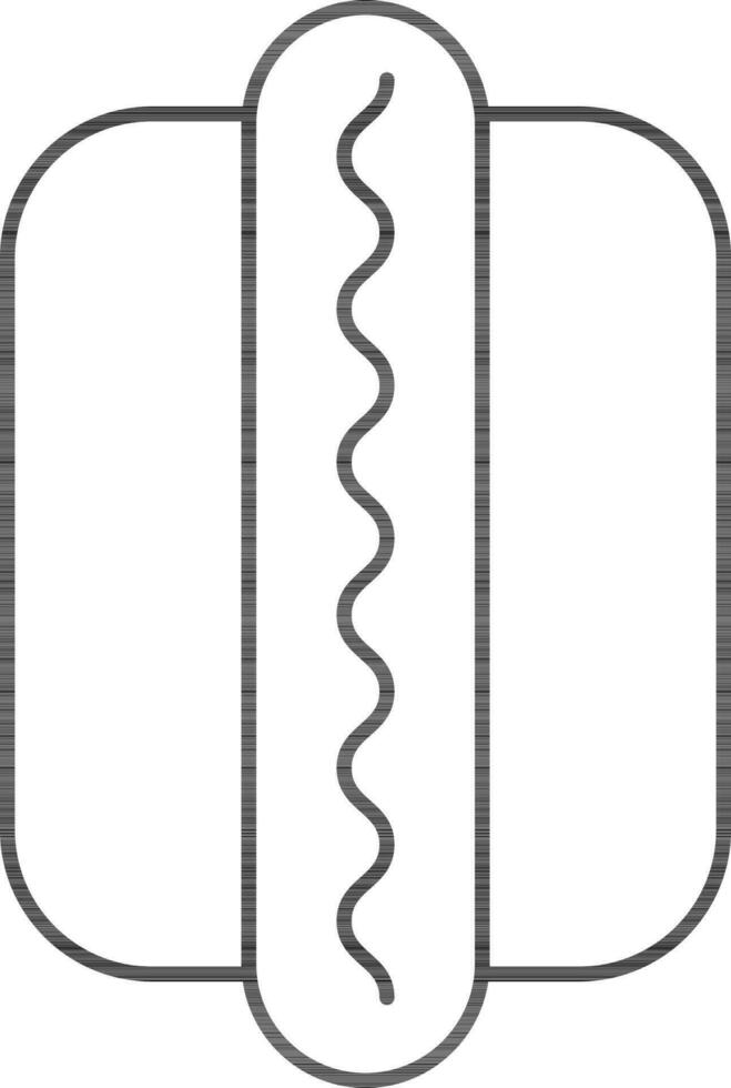Black Linear Style Hot Dog Icon. vector