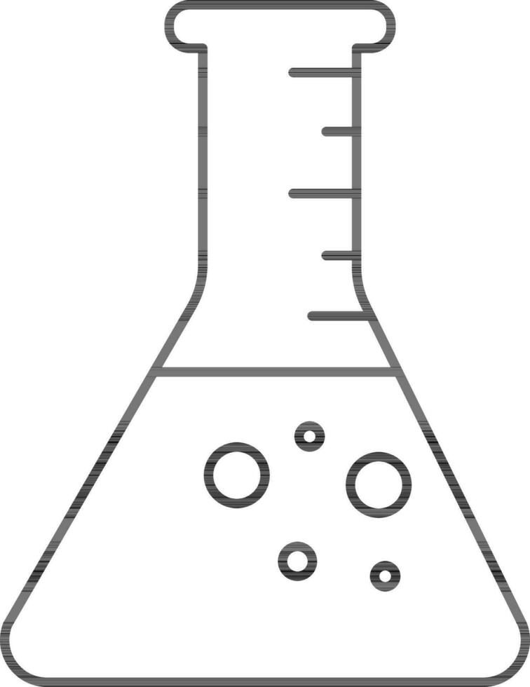 Isolated Conical Flask Icon In Black Stroke. vector