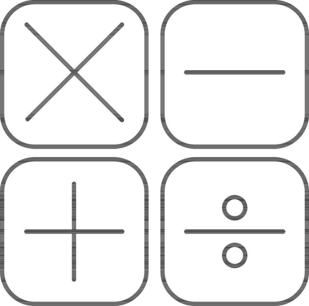 Illustration Of Calculator Icon In Black Stroke. vector