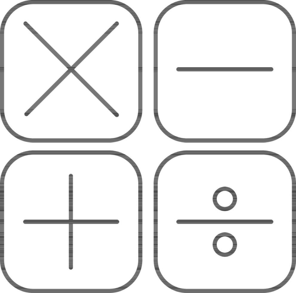 Illustration Of Calculator Icon In Black Stroke. vector