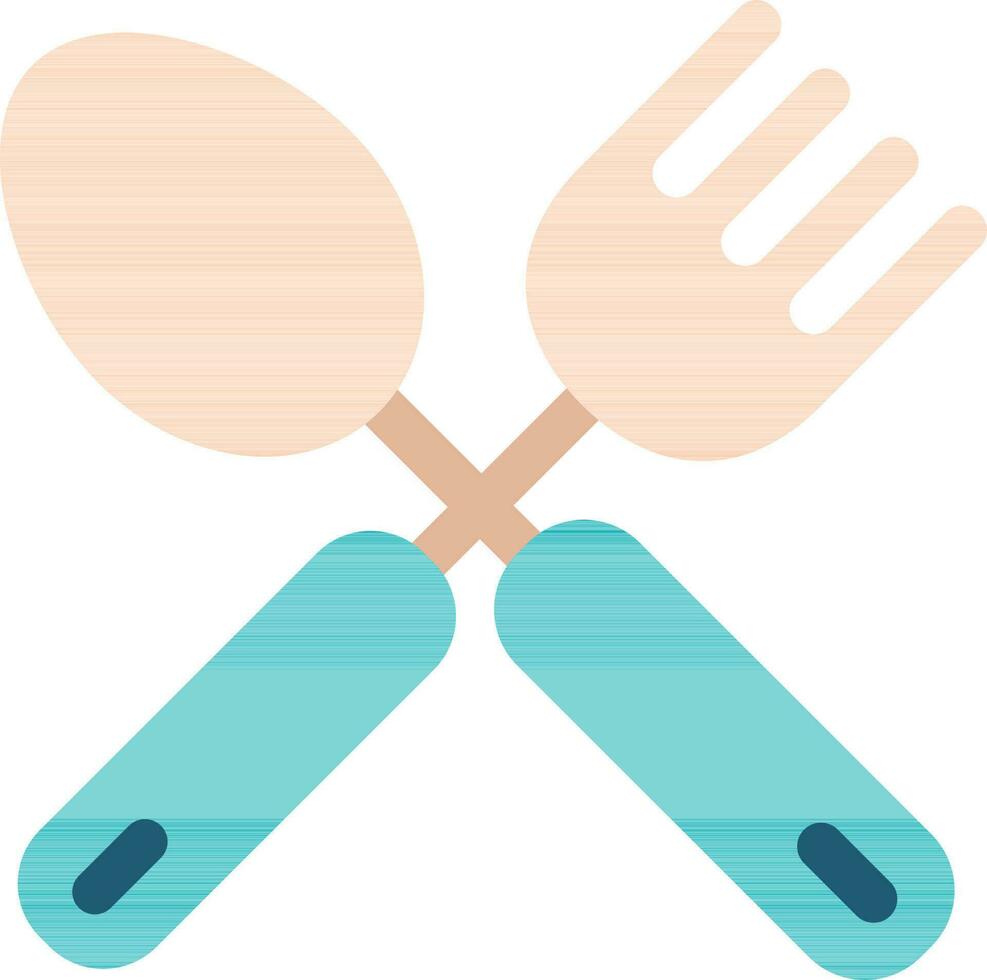 Cross Fork And Spoon Icon In Peach And Blue Color. vector