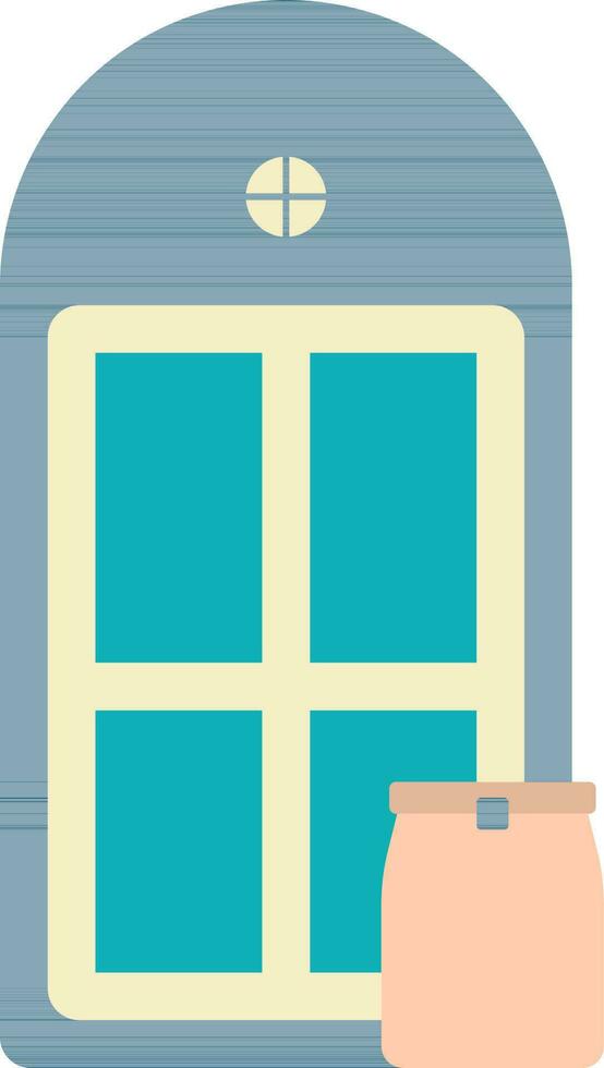 Parcel On Door Icon In Flat Style. vector