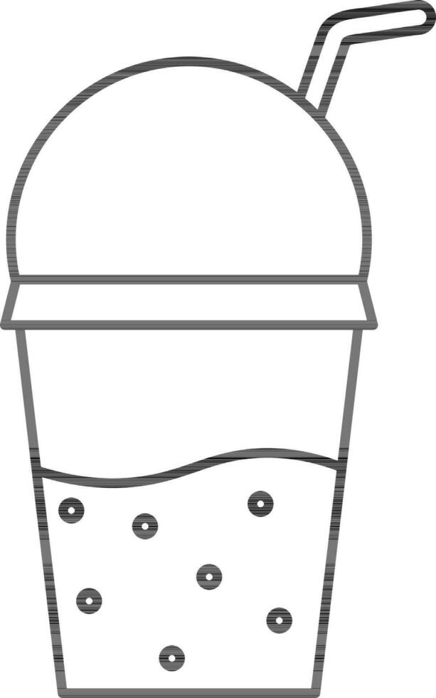 Isolated Bubble Tea Cup With Straw Icon In Line Art. vector