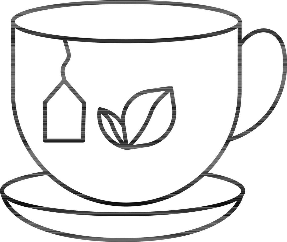 Green Tea Cup Icon In Line Art. vector
