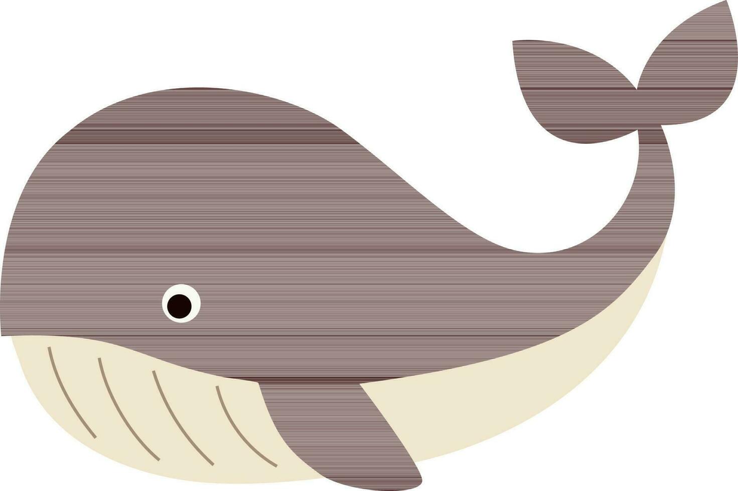 Isolated Cartoon Whale Fish Icon In Brown Color. vector