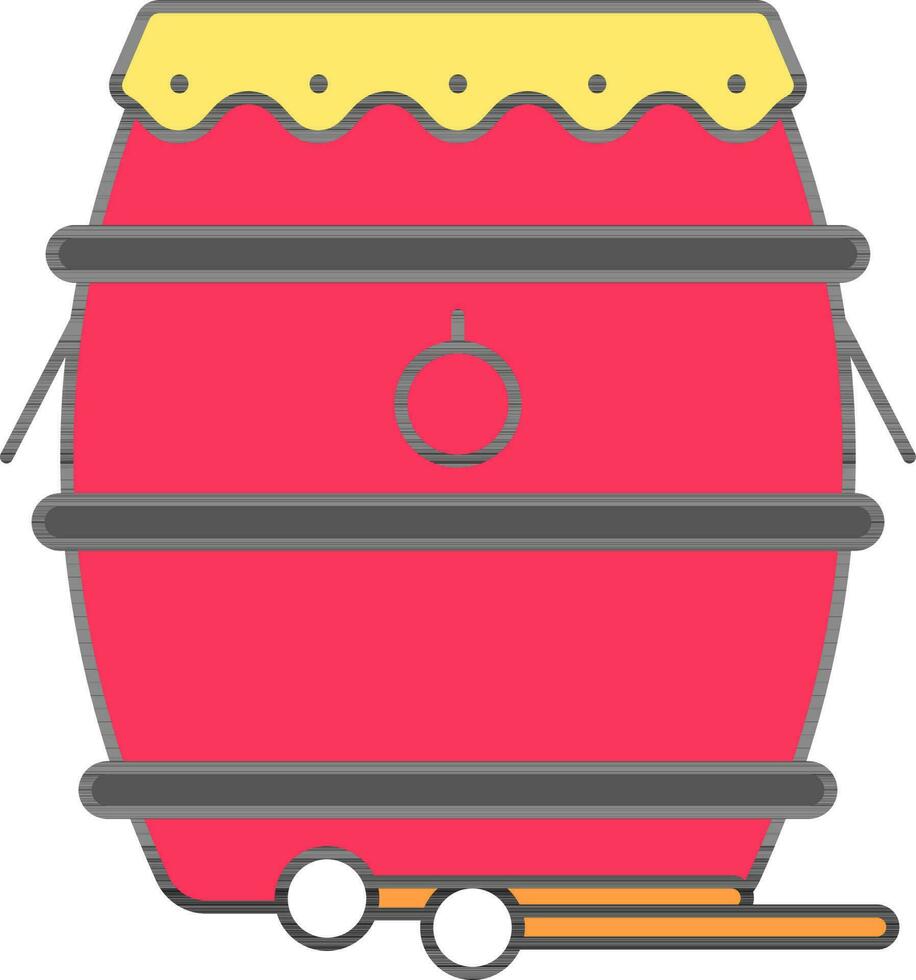 Flat Illustration Of Chinese Drum With Sticks Icon. vector