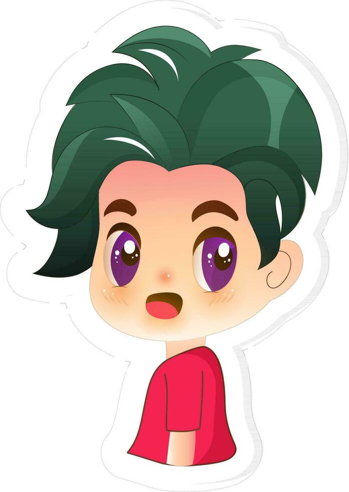 Illustration of Cute Boy Character In Sticker Style. vector
