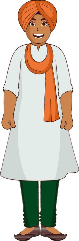 Cheerful Punjabi Young Man In Standing Pose. vector