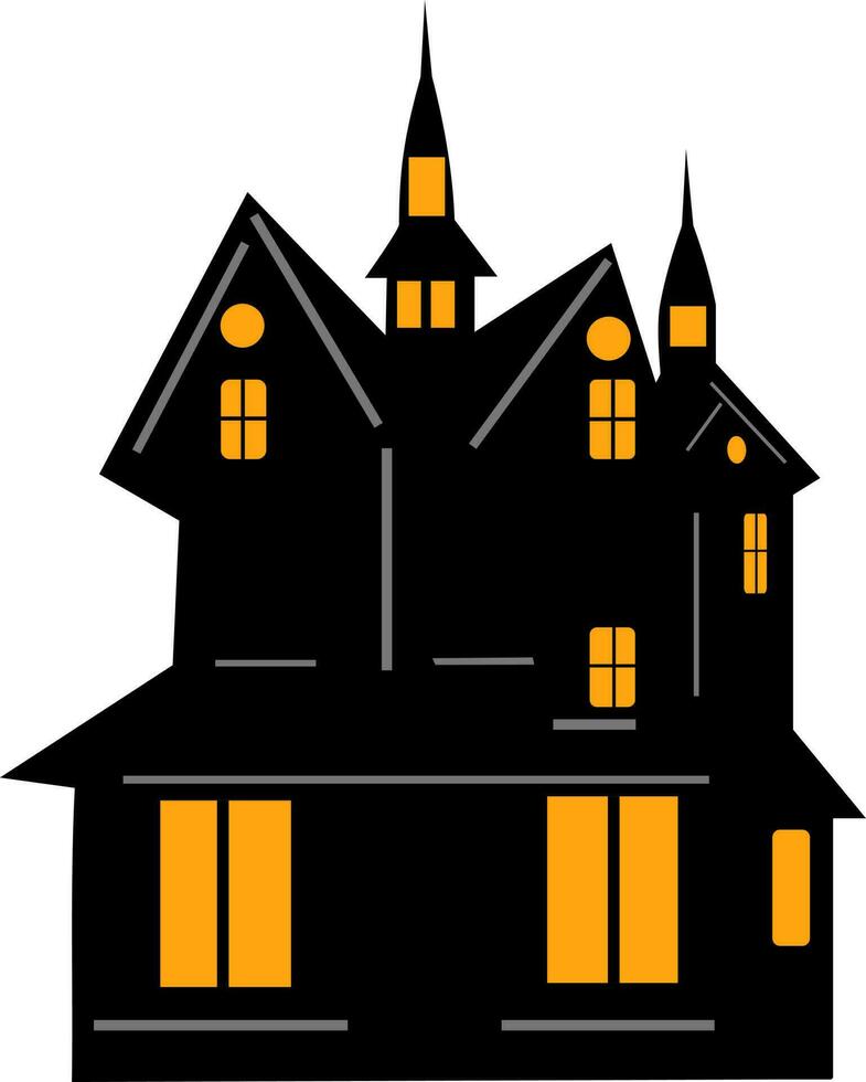 Silhouette of haunted house. vector