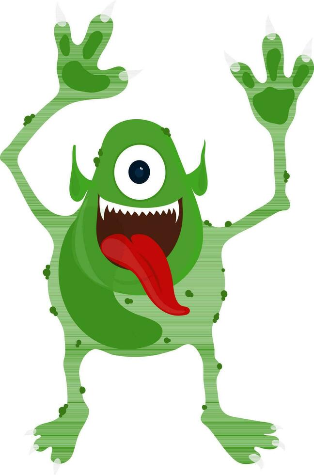 Green one eyed monster for Halloween concept. vector