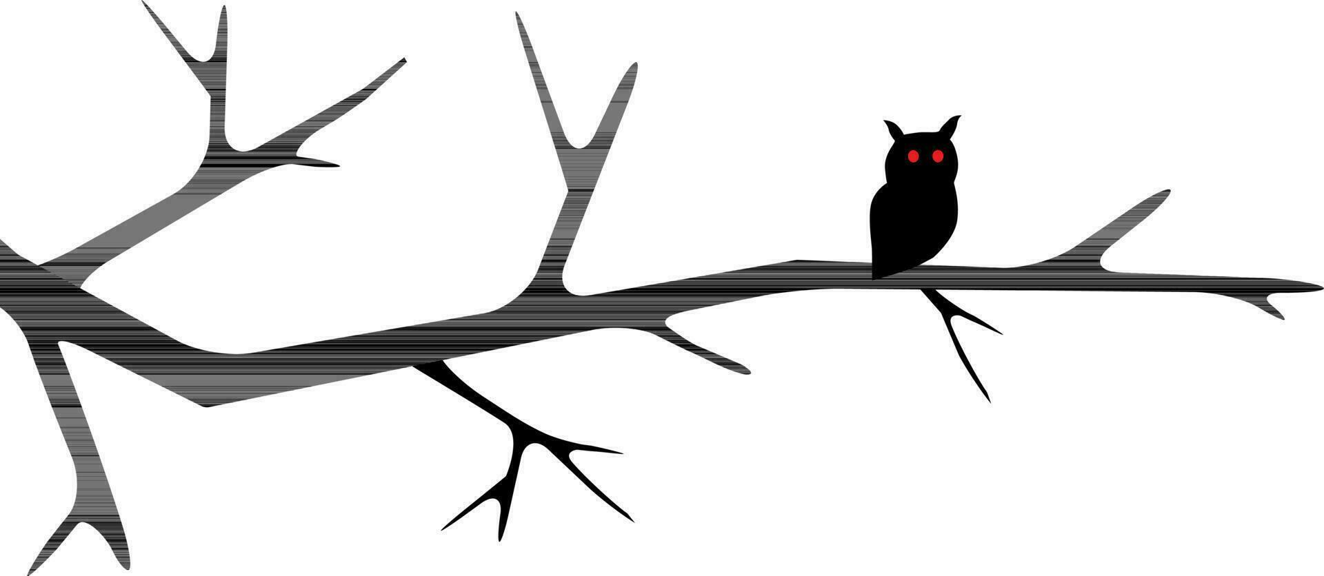 Silhouette of dry tree with an owl. vector