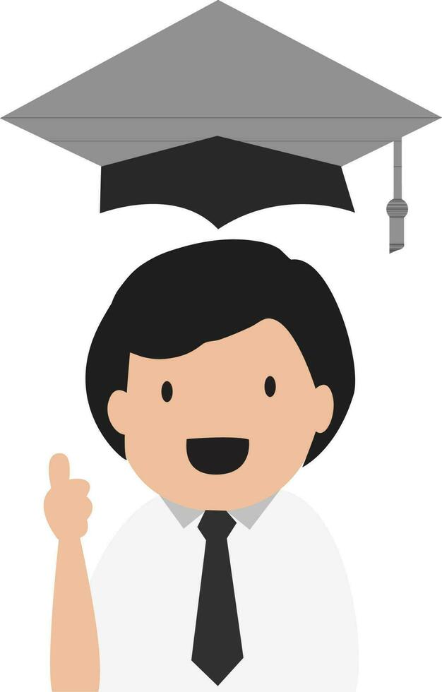 Character of a student with graduation cap. vector