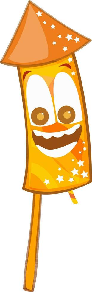 Illustration of rocket with funny face. vector