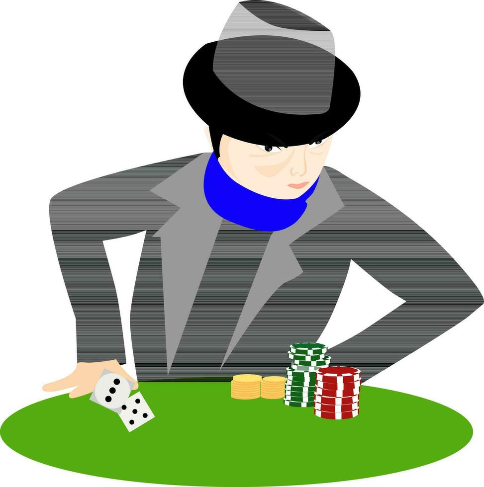 Flat illustration of poker player. vector