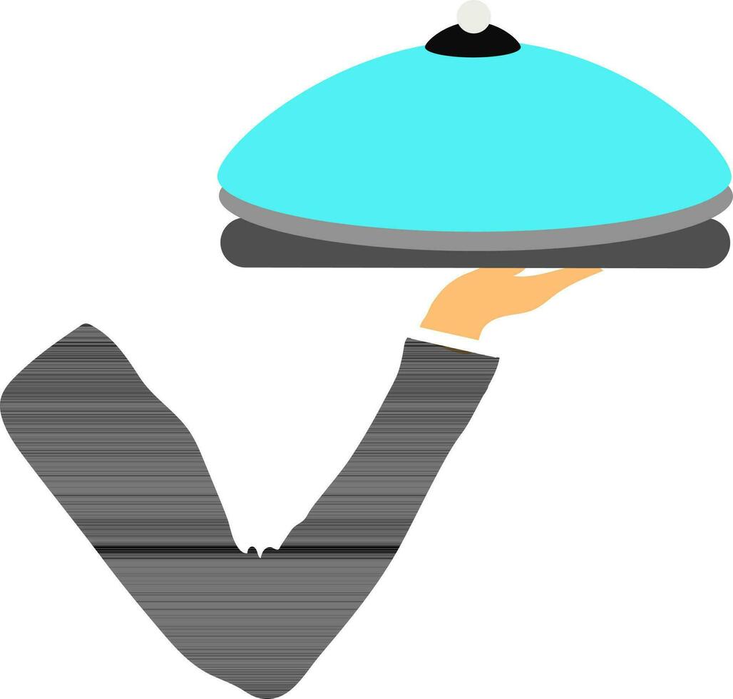 Hand holding serving tray or cloche. vector