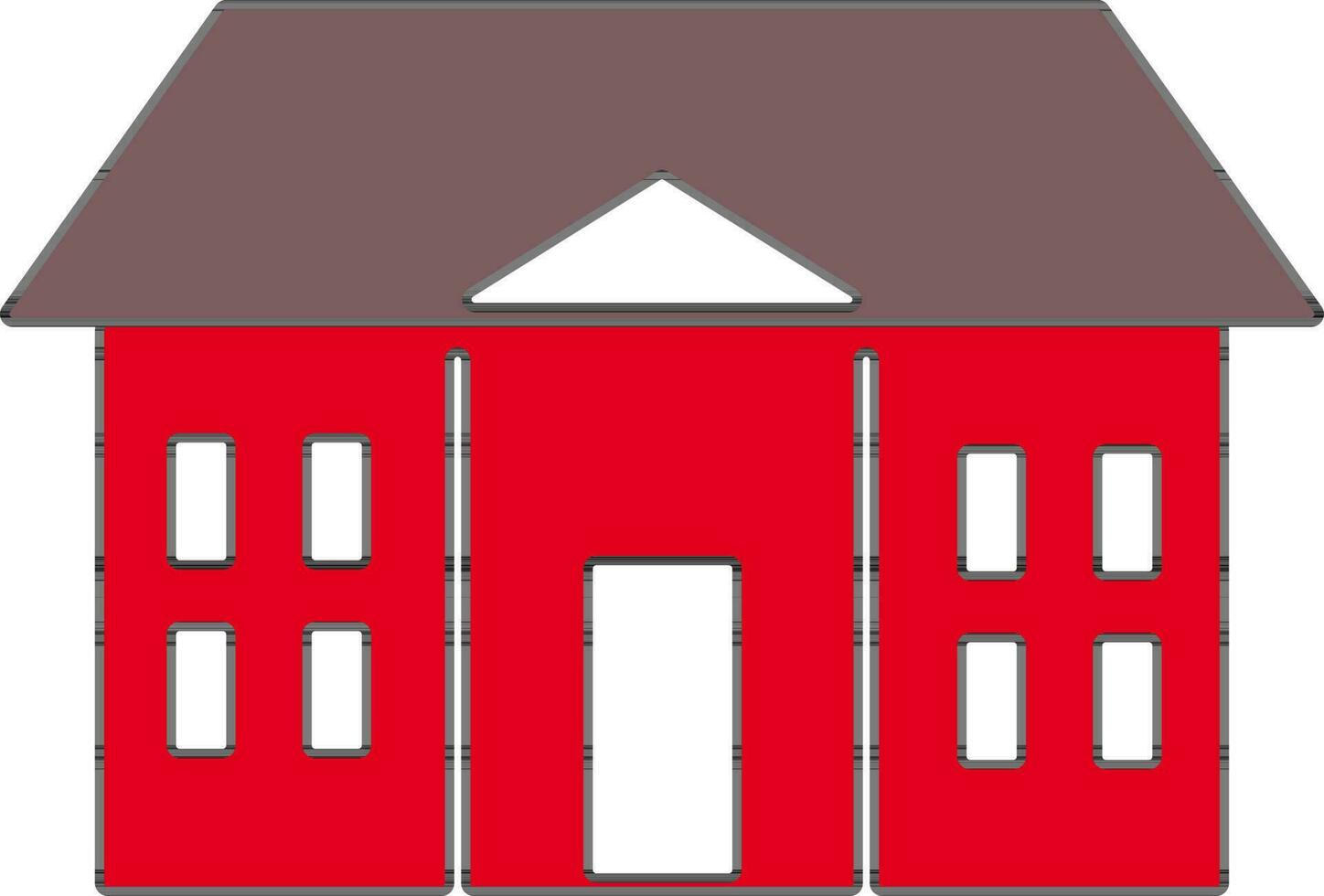 Shiny red and brown building in flat illustration. vector