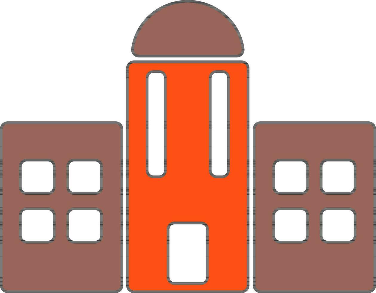 Shiny orange and brown building. vector