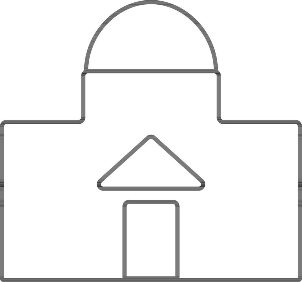 Black and white building in flat illustration. vector