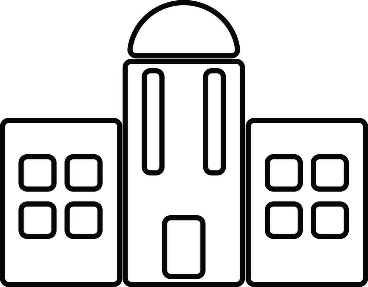 Black and white building in flat illustration. vector