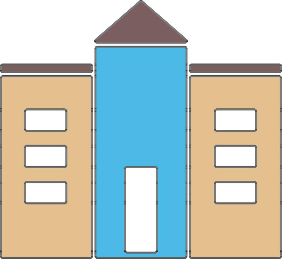 Cream and blue color building. vector