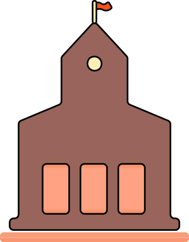 Orange and brown castle in flat illustration. vector