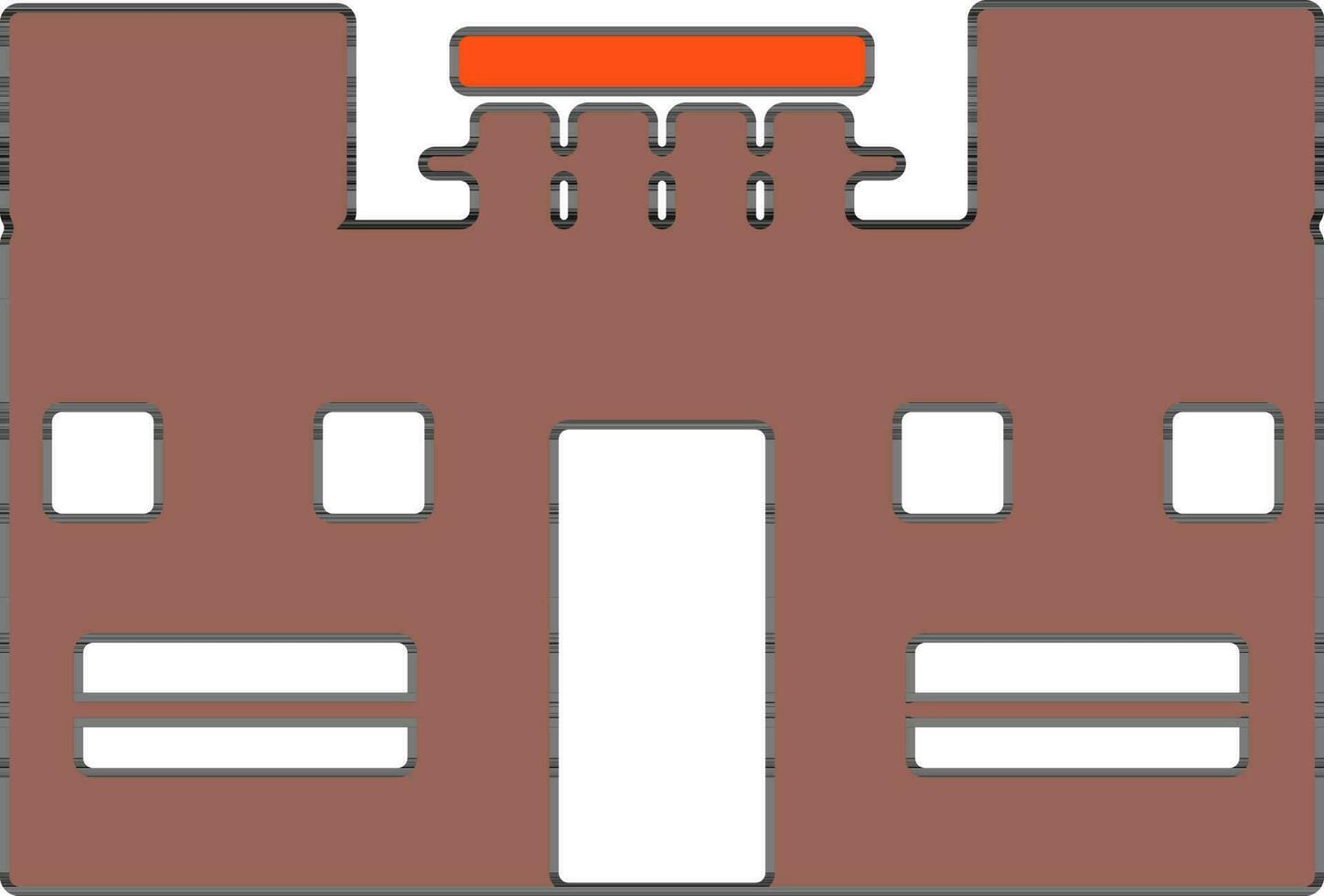 White and brown building. vector