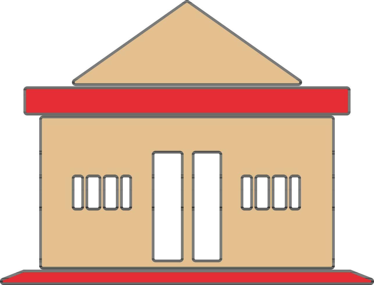Shiny cream and red building. vector