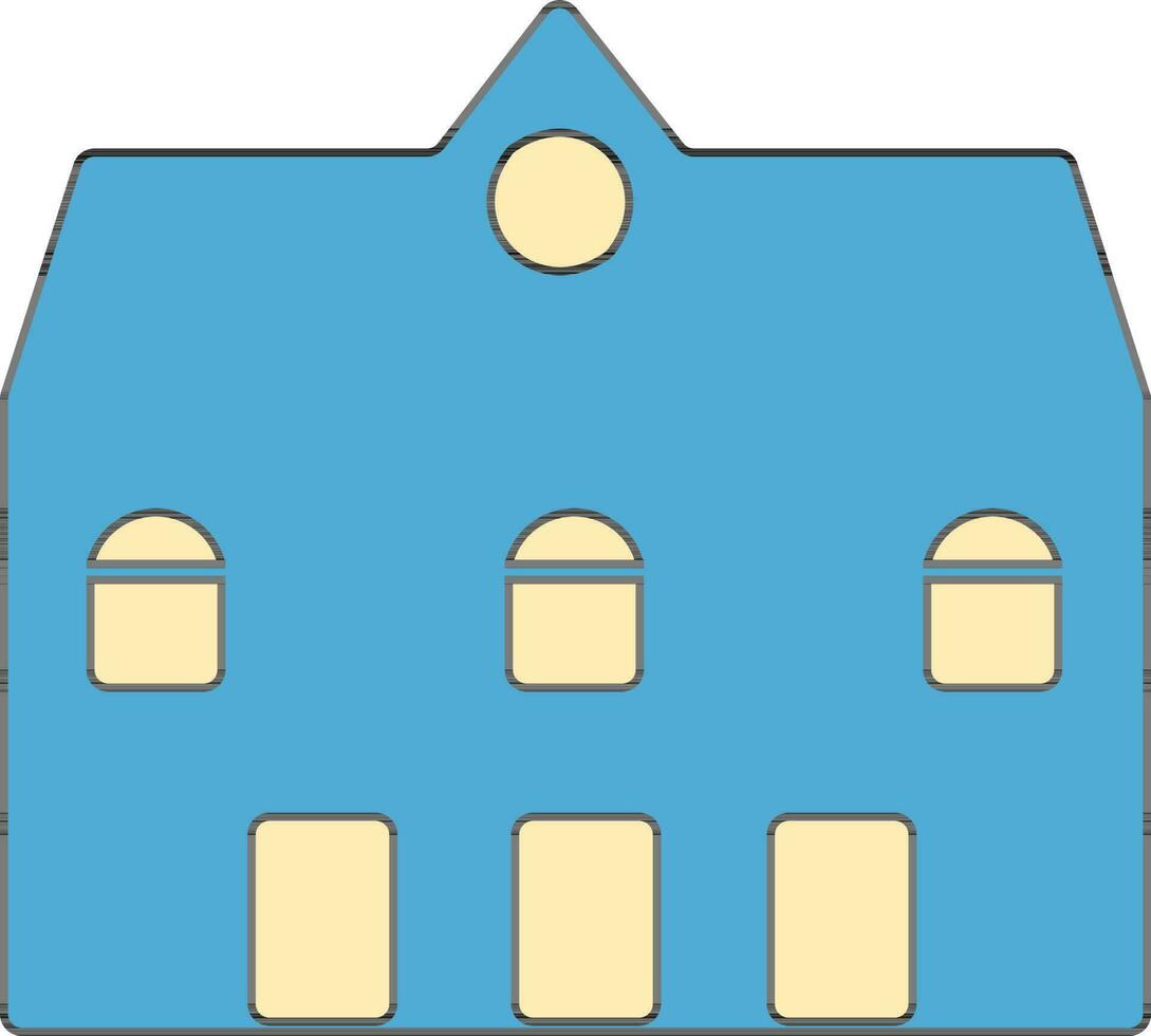 Building in blue and cream color. vector