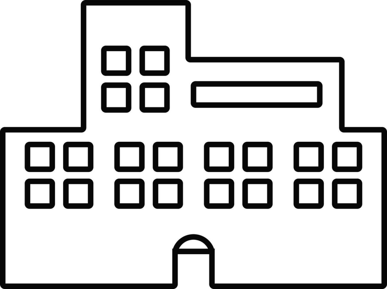 Black and white building in flat illustration. vector