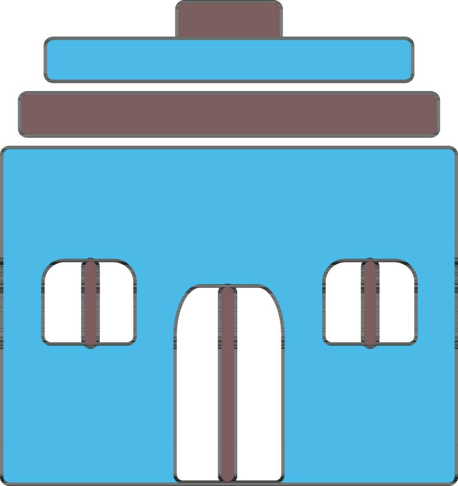 Building in blue and brown color. vector