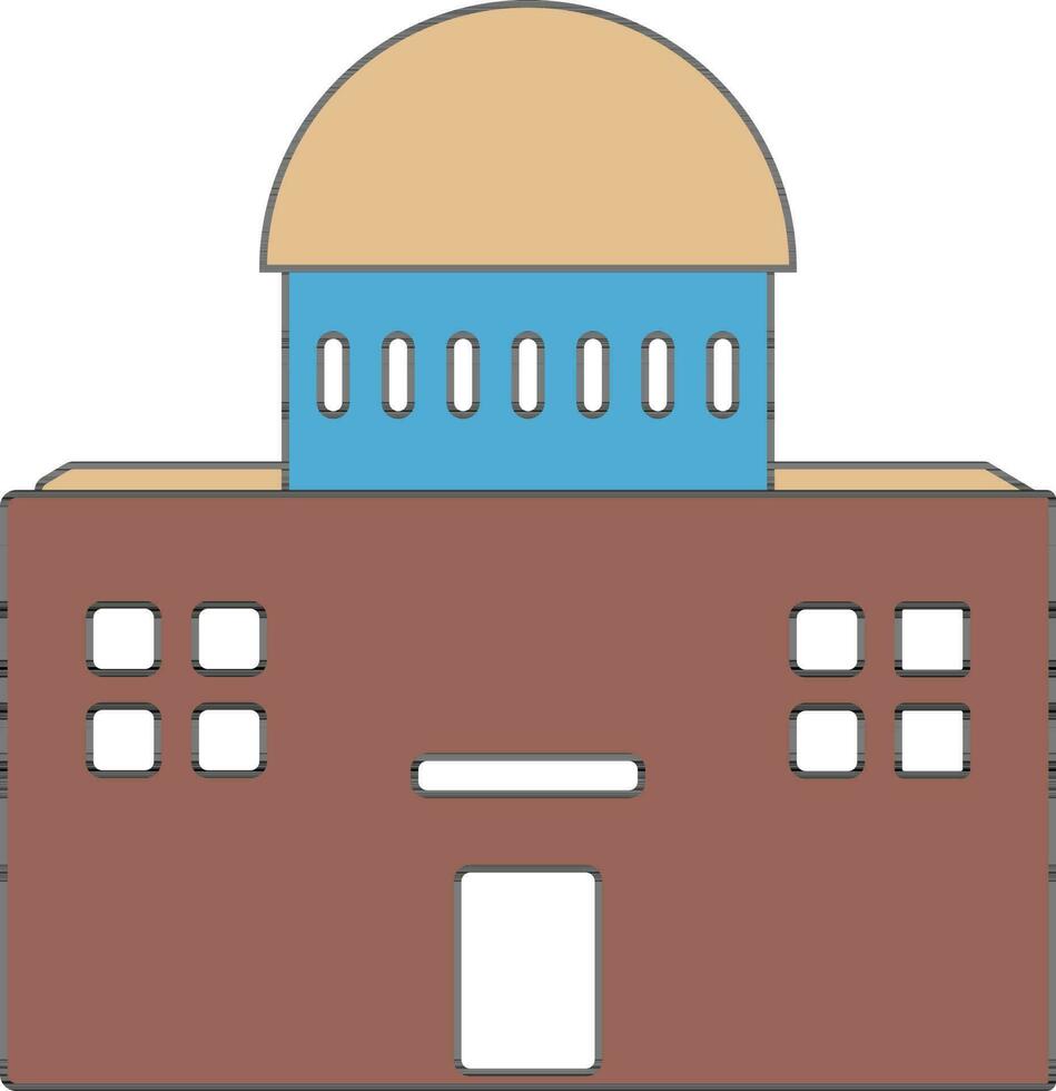 Building in brown and blue color. vector