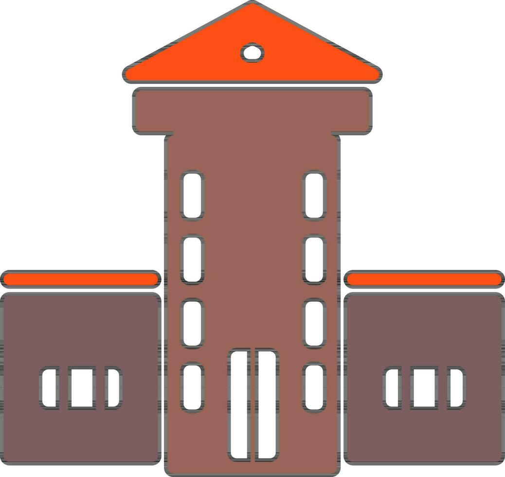 Building in brown and orange color. vector