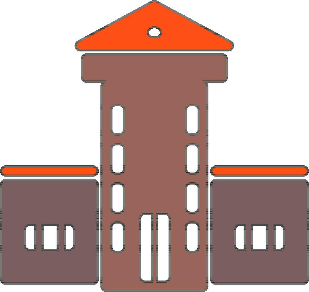 Building in brown and orange color. vector