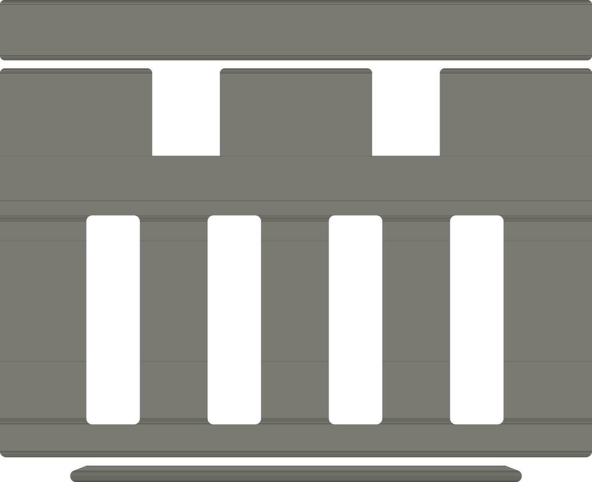 Black and white building in flat style illustration. vector
