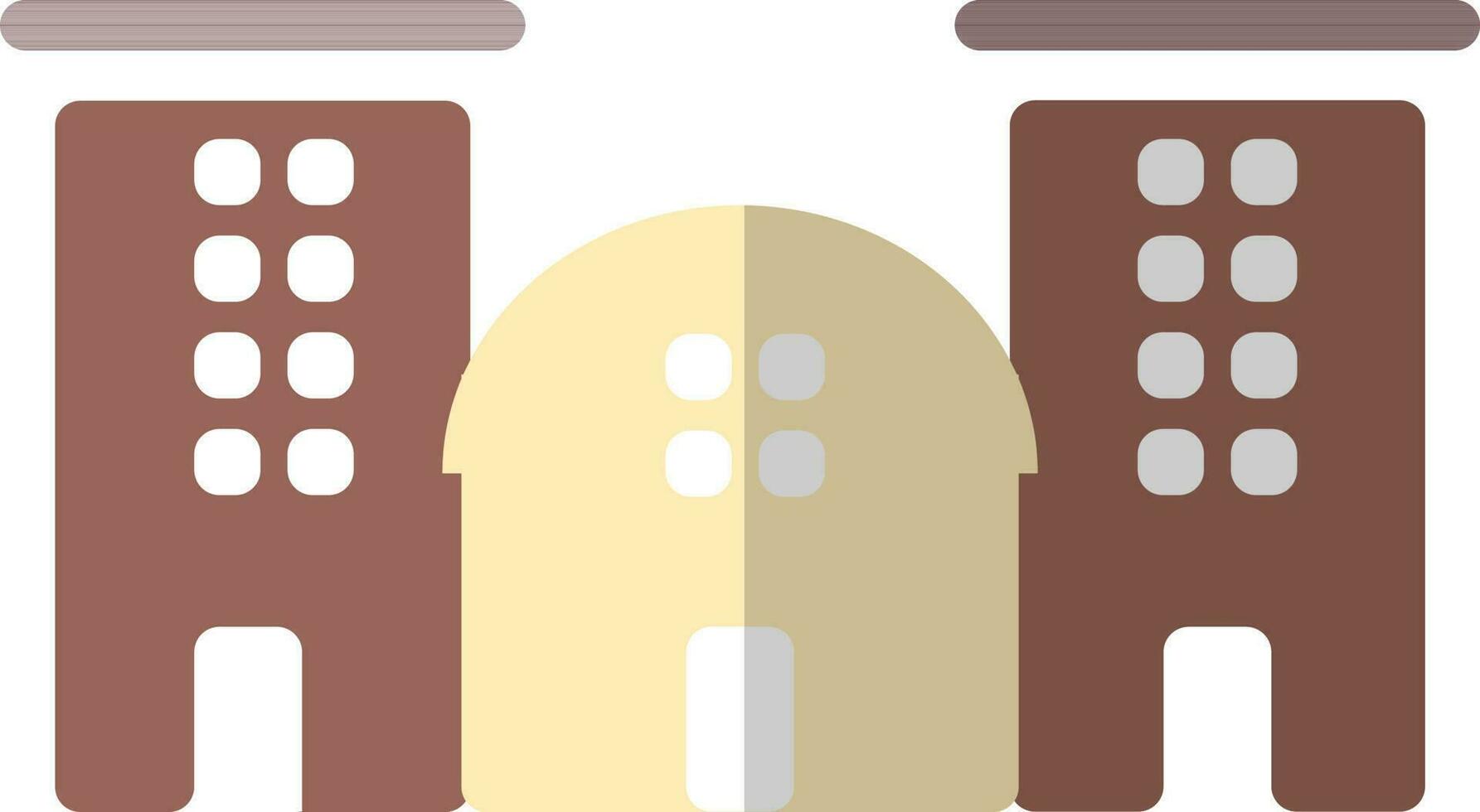 Building in cream and brown color. vector