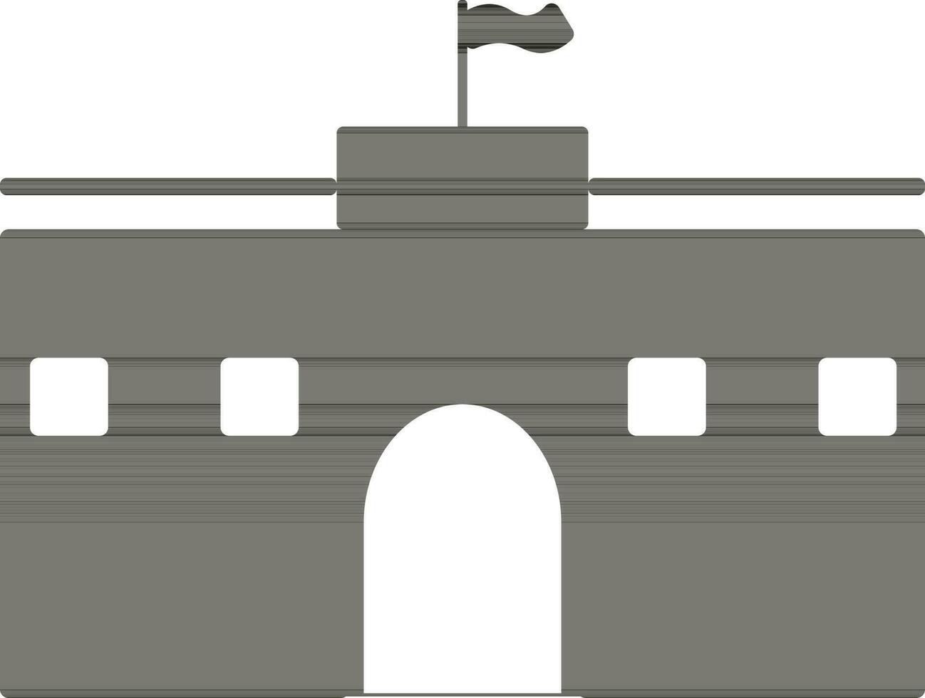 Flat illustration of fort in black and white color. vector