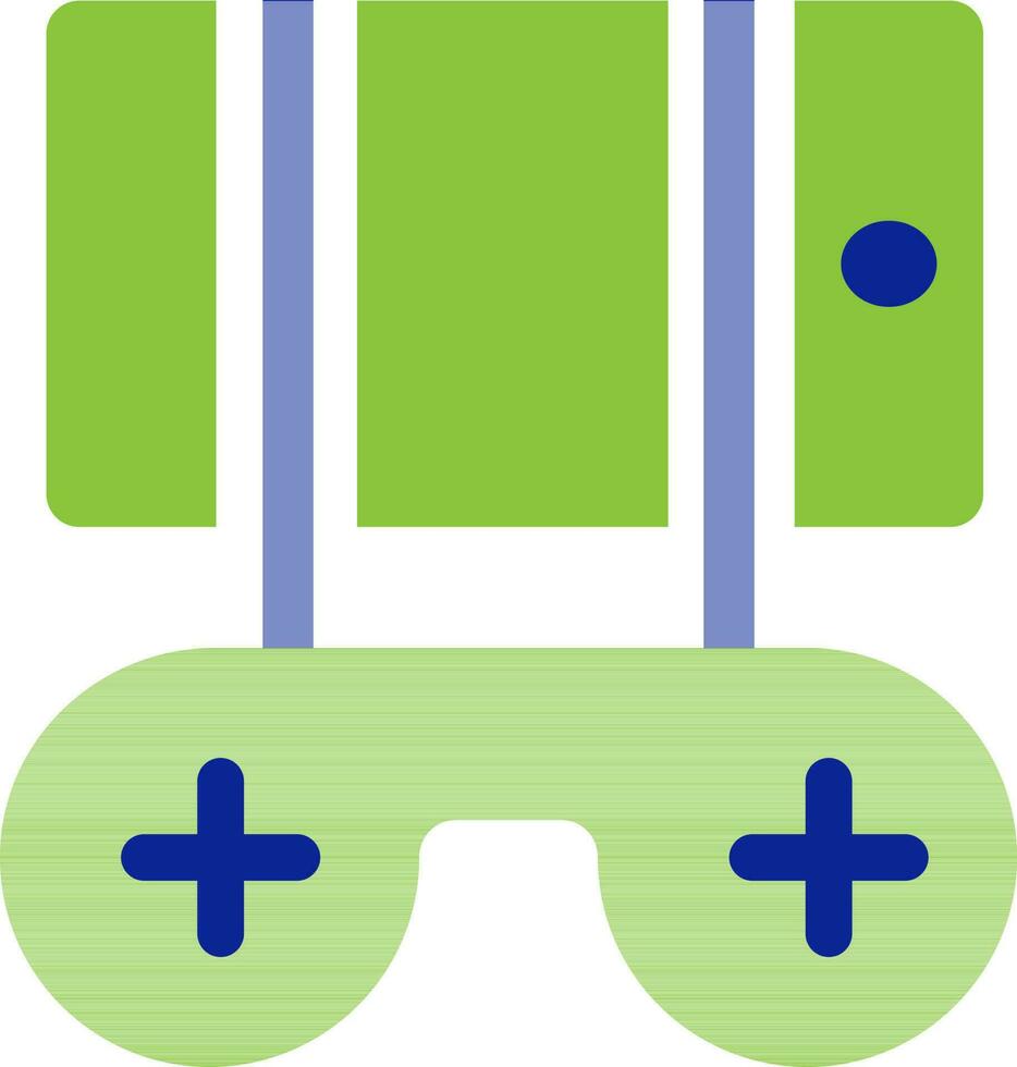 Flat style gamepad in green and blue color. vector