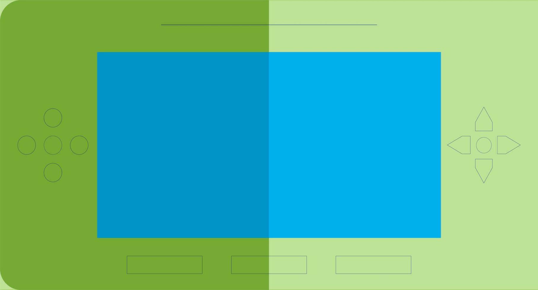 Green and blue handheld retro game. vector