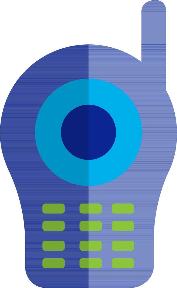 Retro mobile phone in blue and green color. vector