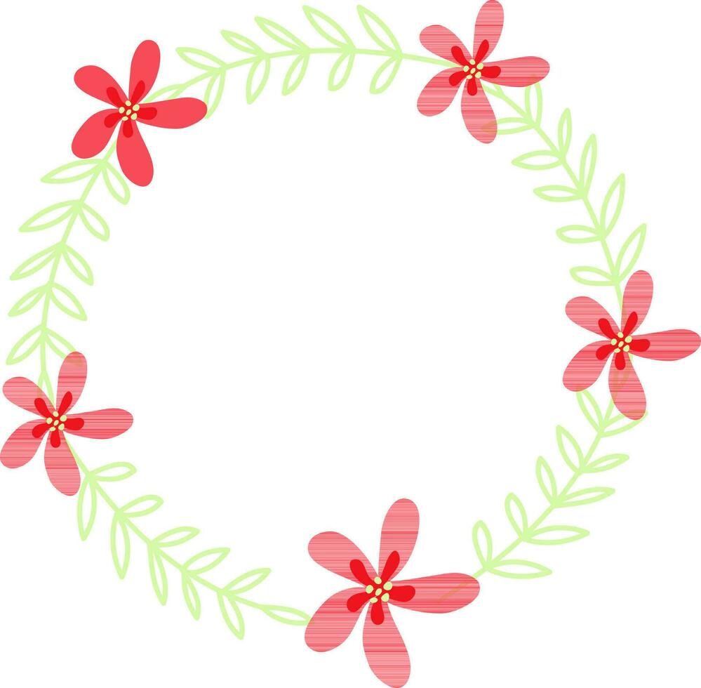 Circular frame with flower and leaves. vector