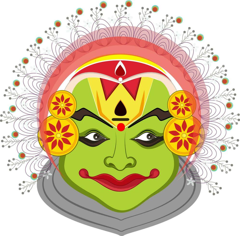 Illustration of kathakali dancer face. vector