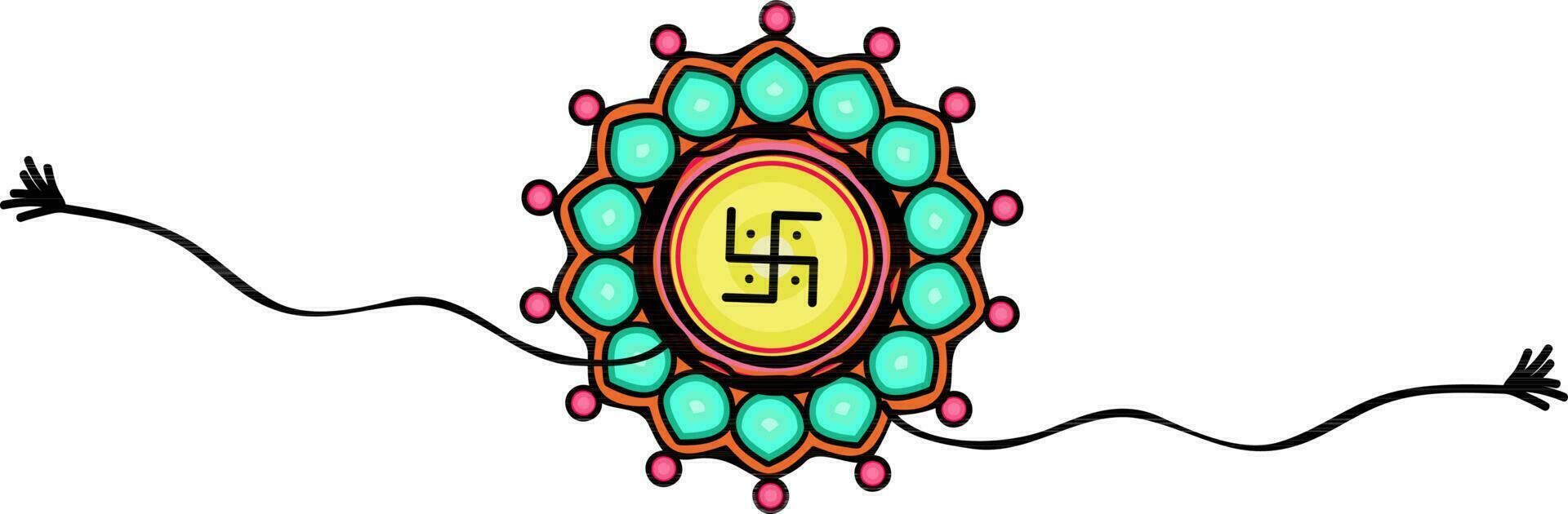 Creative Rakhi with Swastika for Raksha Bandhan. vector